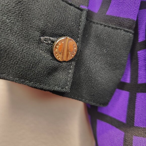 Michael Kors Sheer Purple and Black Dress Blouse with Zipper Accents Size XLarge - Picture 8 of 16